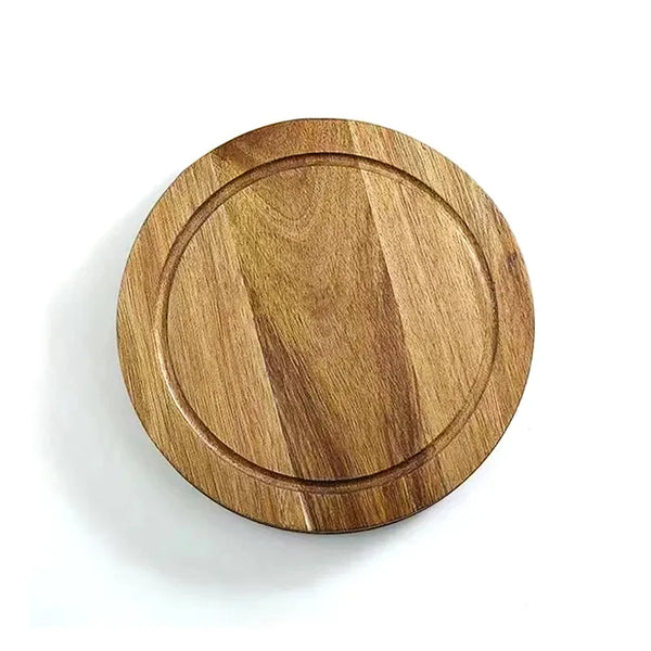 Round Cheese Board Set with Slide-Out Drawer
